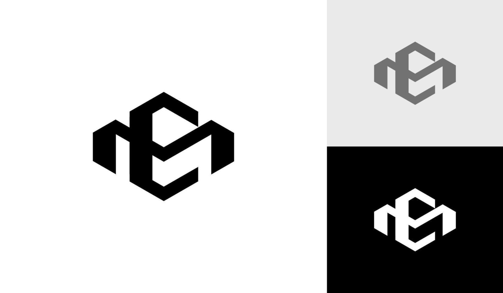 Letter MC or CM monogram hexagon logo design vector