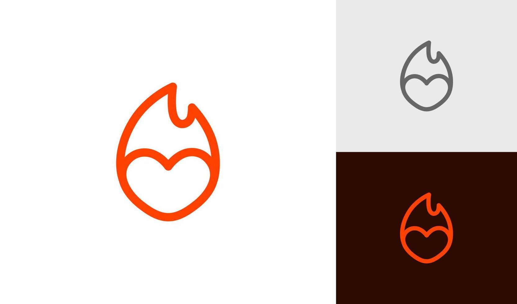 Fire or flame with heart logo design vector