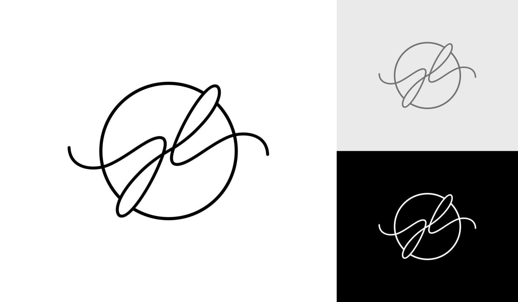 Handwritting or signature letter JL monogram logo design vector