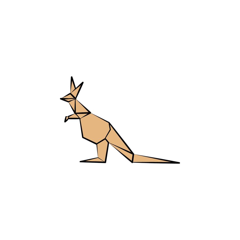 kangaroo colored origami style vector icon