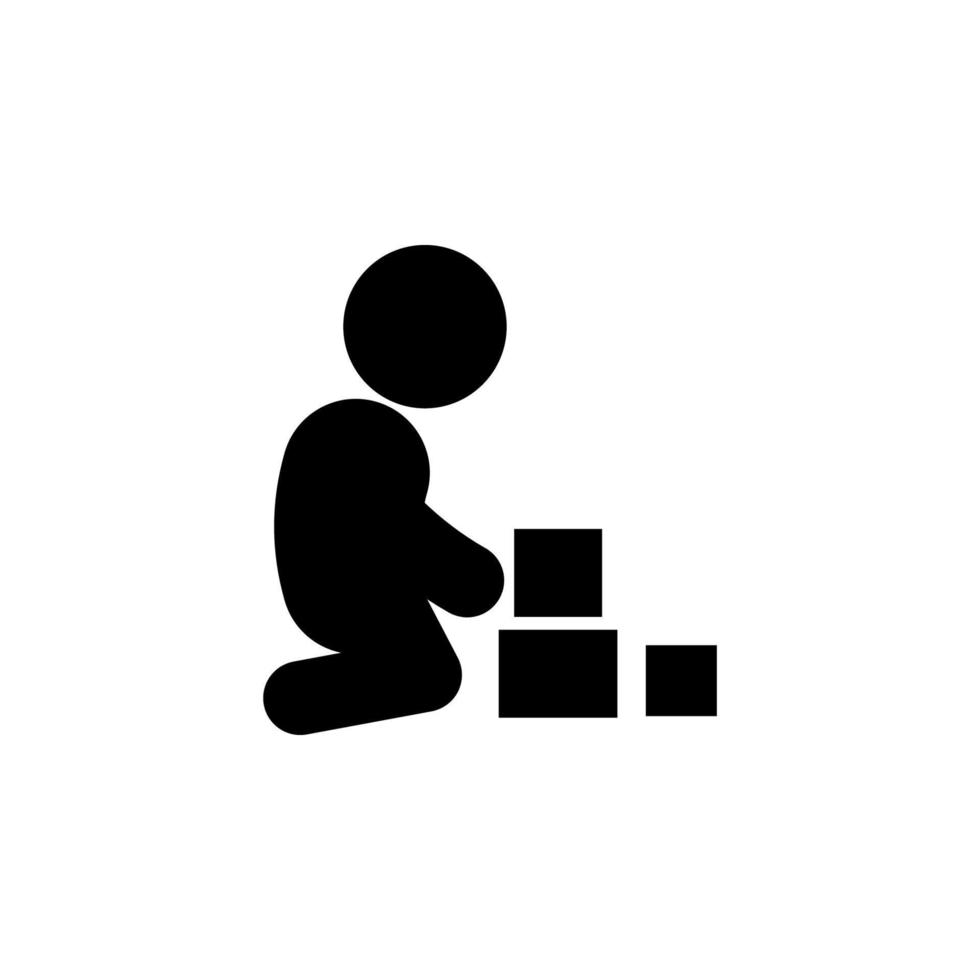 child plays with cubes vector icon