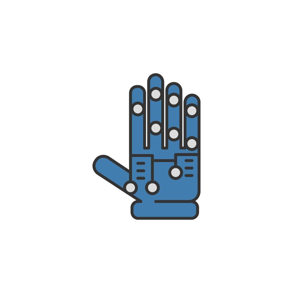 Robotic hand virtual reality colored vector icon