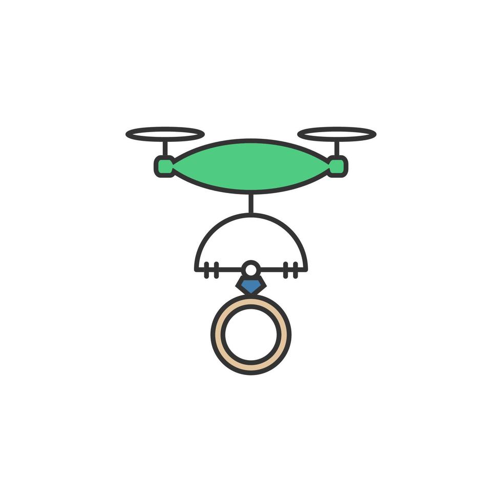 Drone engagement ring colored vector icon