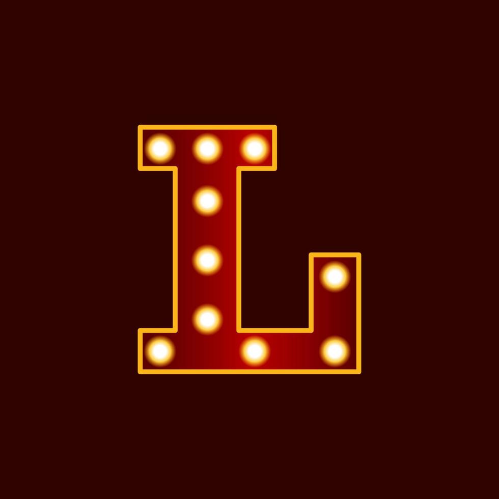L, alphabet letter with bulb vector icon