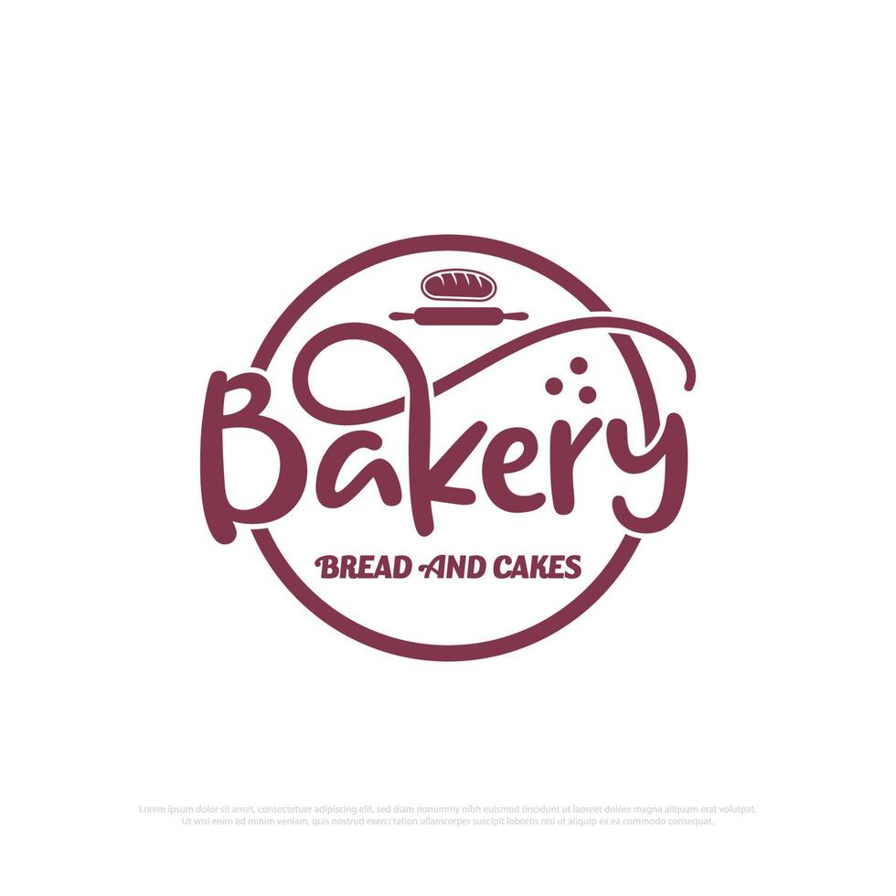 Simple Bakery  logo design illustration , best for bread and cakes shop, food beverages store logo  template vector