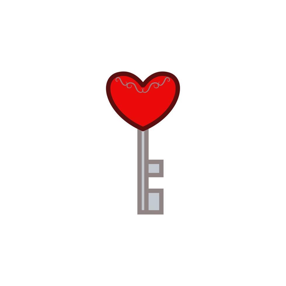 Key, heart, valentine s day vector icon