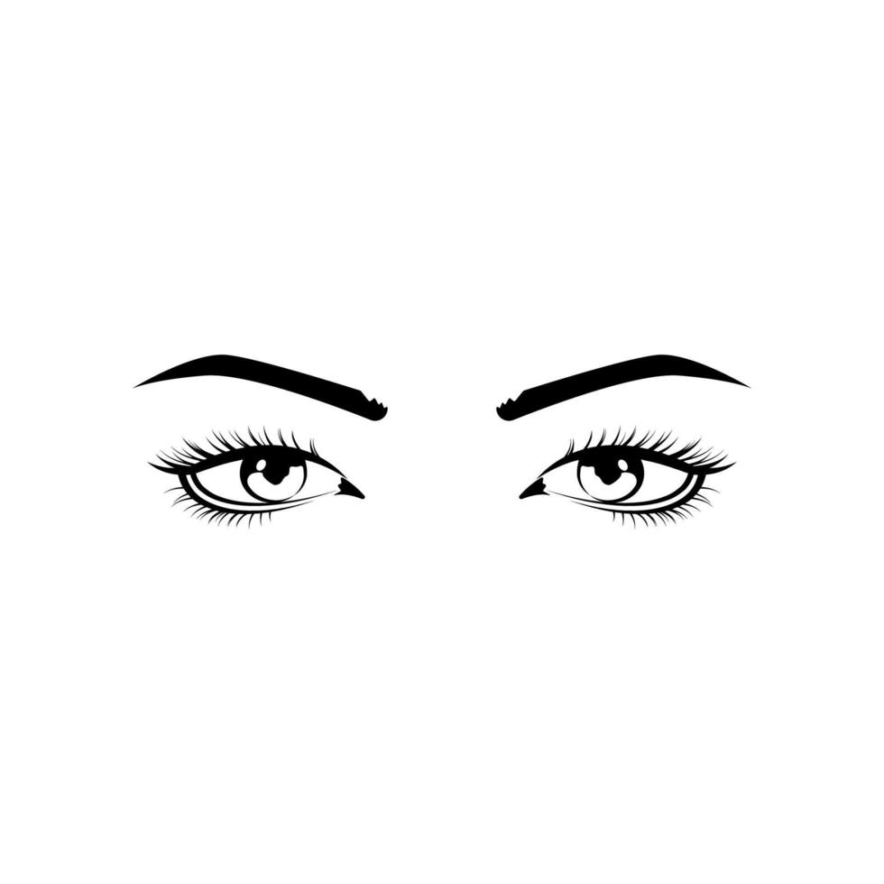 Realistic woman eyes black and white vector icon