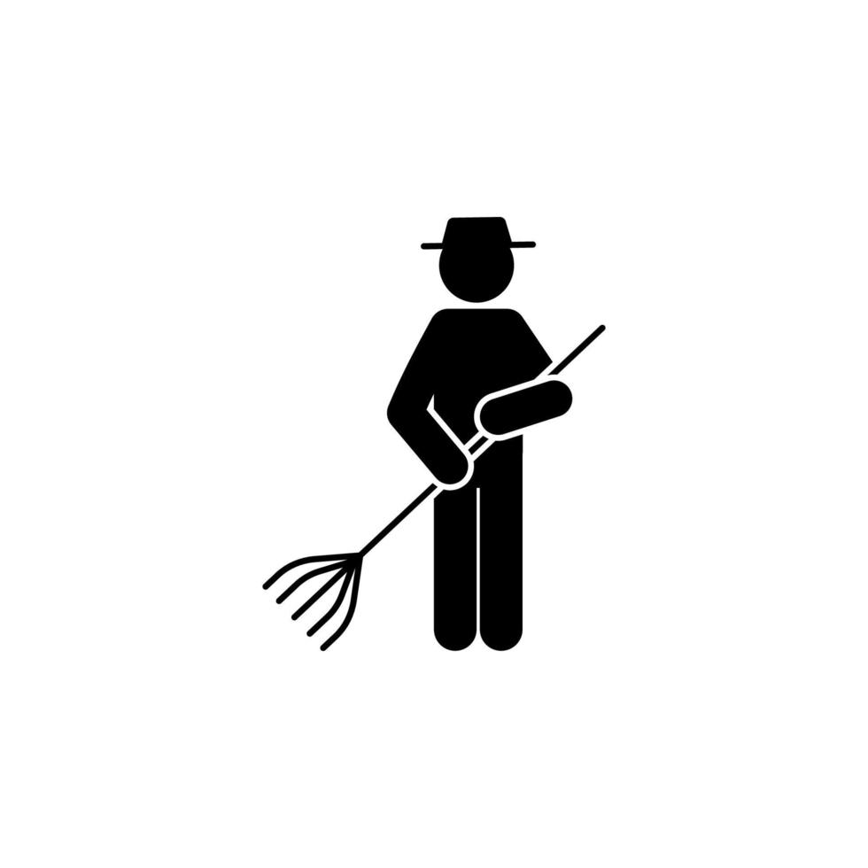 man man with rake vector icon