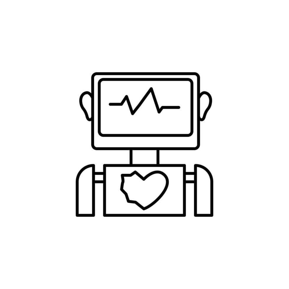 Medical robot artificial intelligence concept line vector icon
