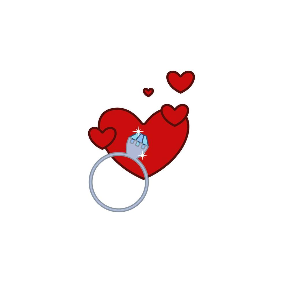 Ring, diamond, love, heart, valentine s day vector icon