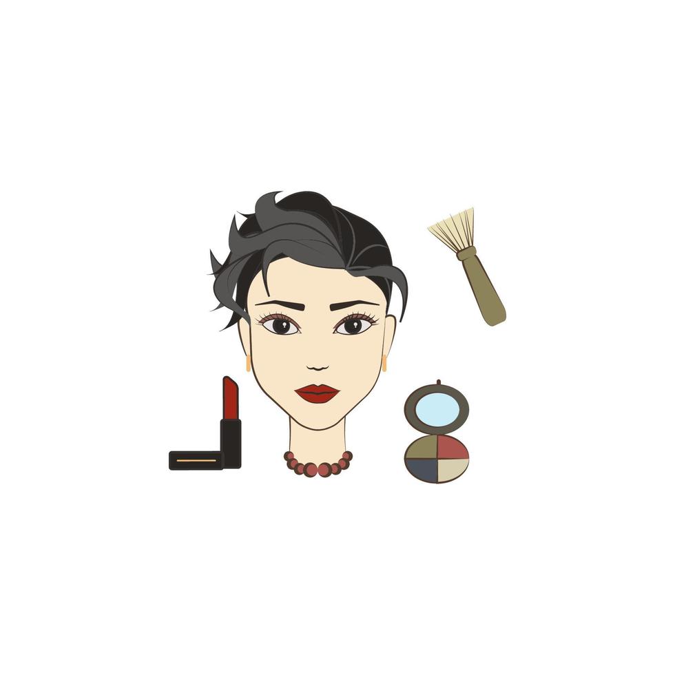 make-up beautiful woman colored vector icon