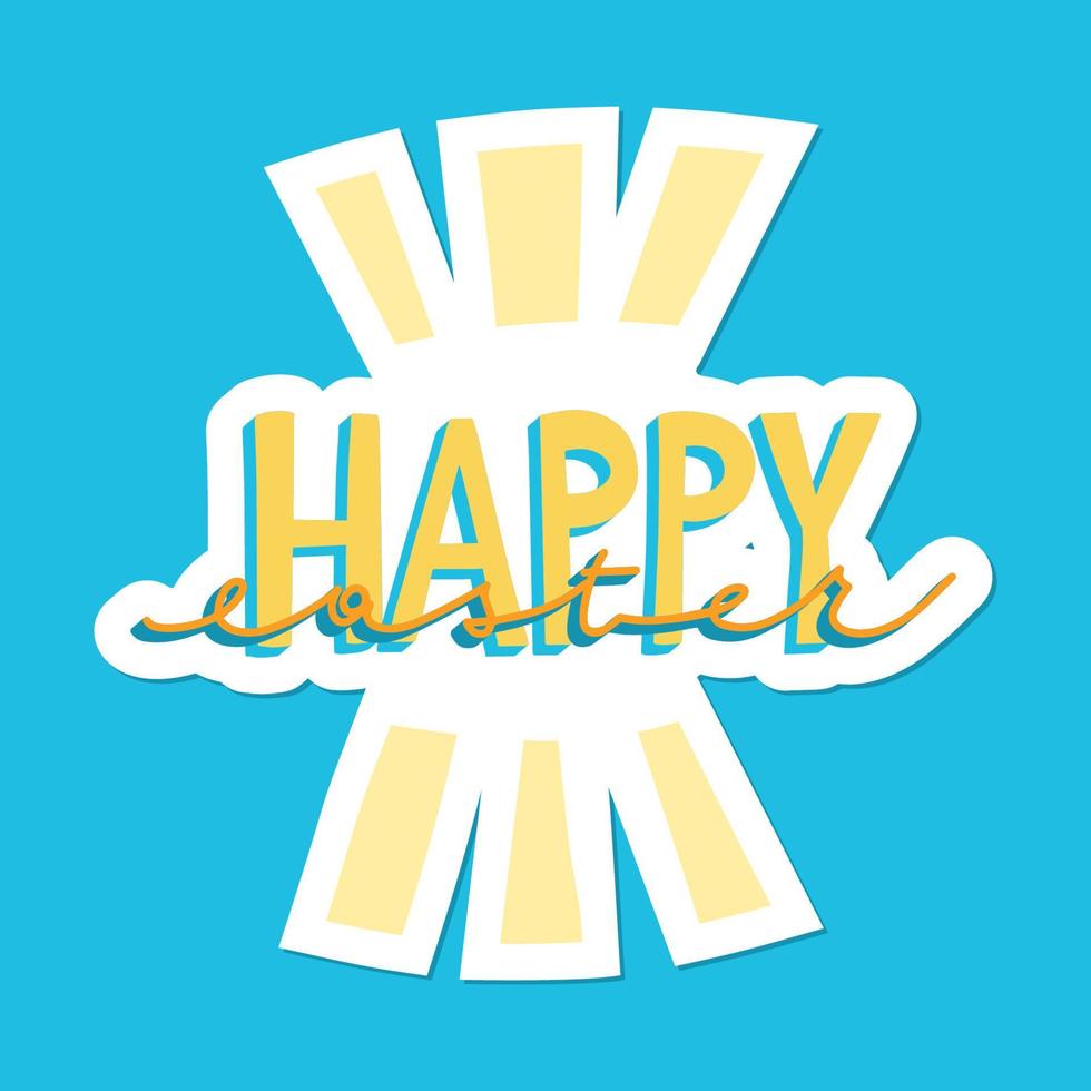 alegre contento Pascua de Resurrección dibujado a mano letras para saludo tarjetas, social medios de comunicación publicaciones, pegatinas vistoso caramelo pasteles primavera vector ilustración en plano estilo.