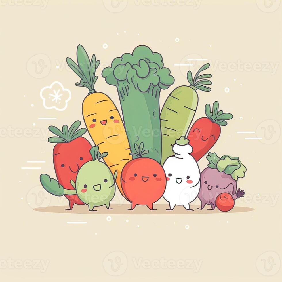 Seamless pattern with vegetables.Seamless pattern can be used for t-shirt graphics, print. Vector illustration. . photo