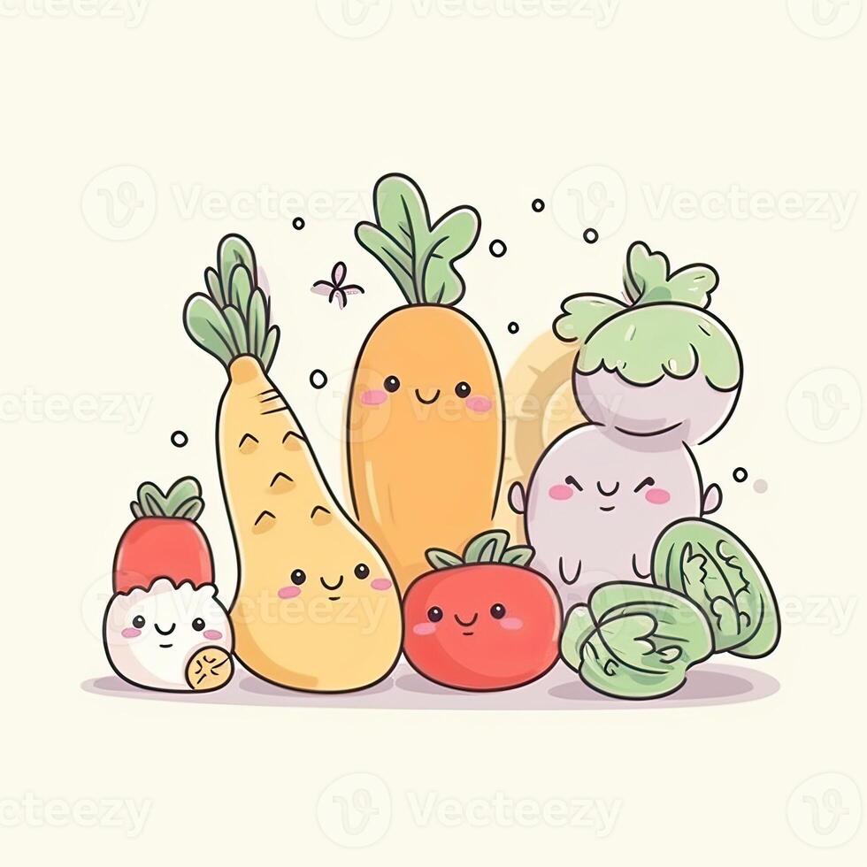 Seamless pattern with vegetables.Seamless pattern can be used for t-shirt graphics, print. Vector illustration. . photo