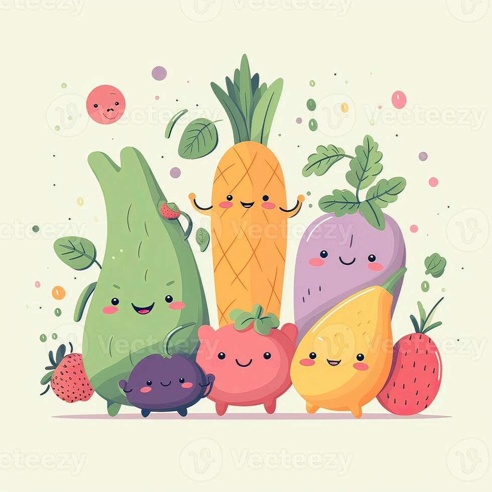 Seamless pattern with vegetables.Seamless pattern can be used for t-shirt graphics, print. Vector illustration. . photo