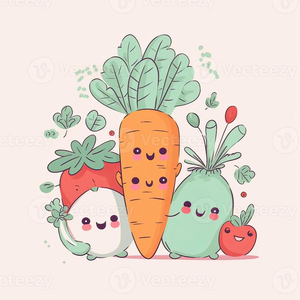 Seamless pattern with vegetables.Seamless pattern can be used for t-shirt graphics, print. Vector illustration. . photo