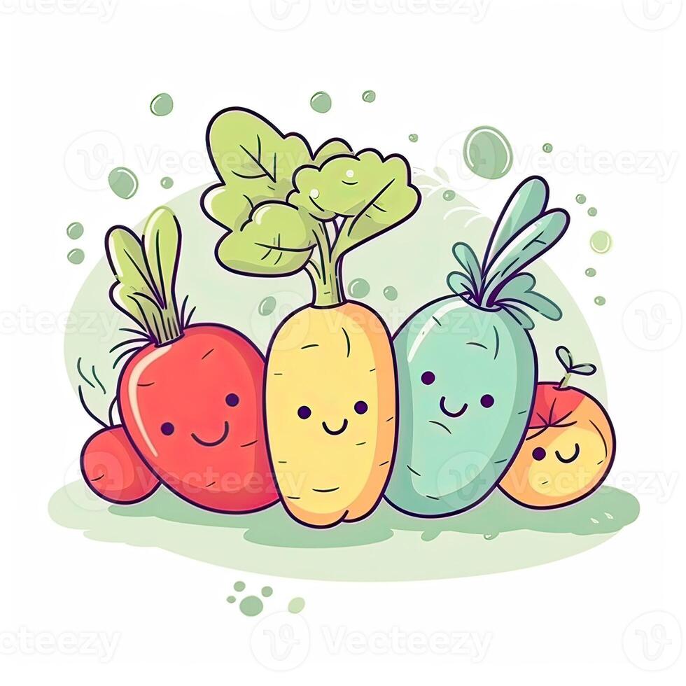 Seamless pattern with vegetables.Seamless pattern can be used for t-shirt graphics, print. Vector illustration. . photo