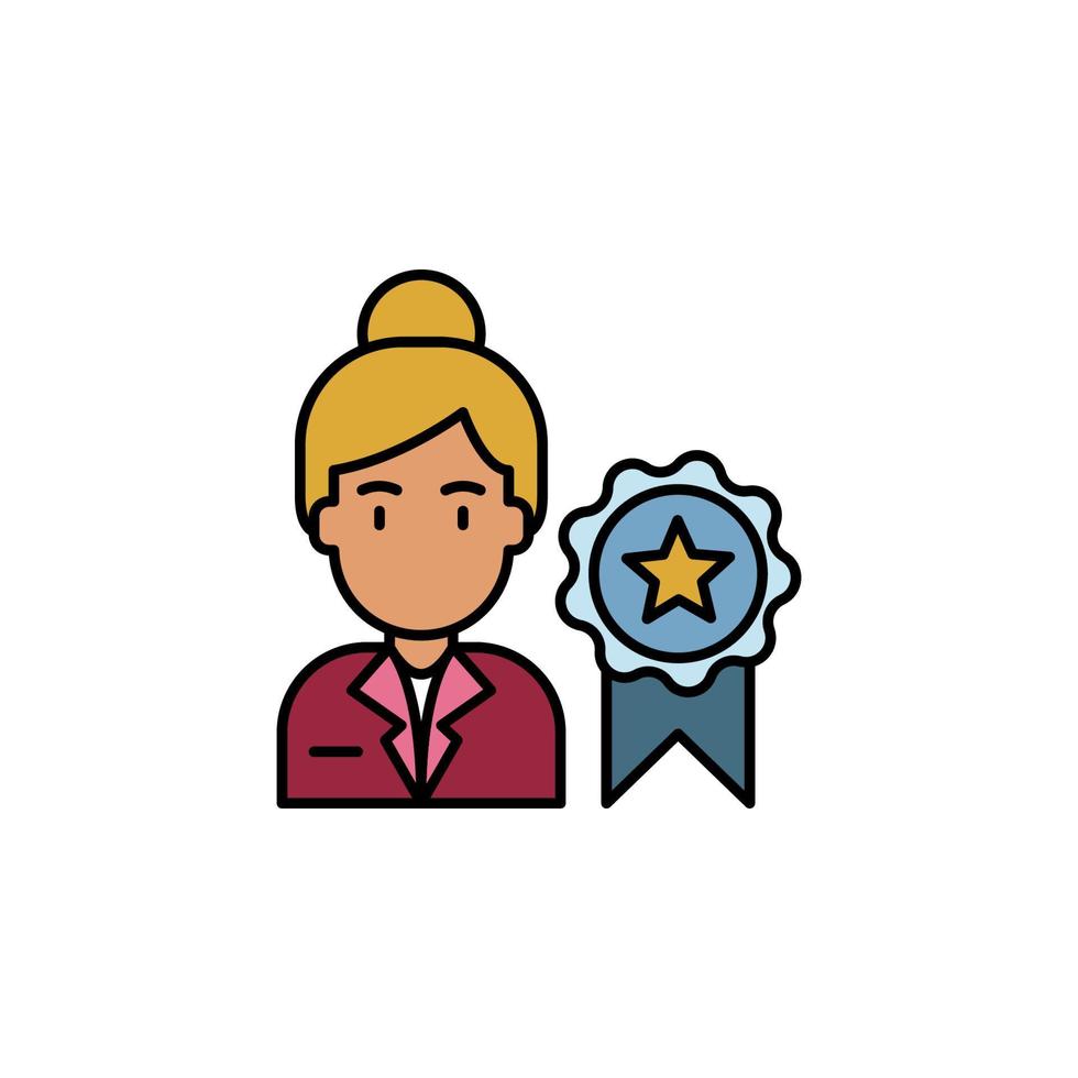 girl, achievement, bagde vector icon