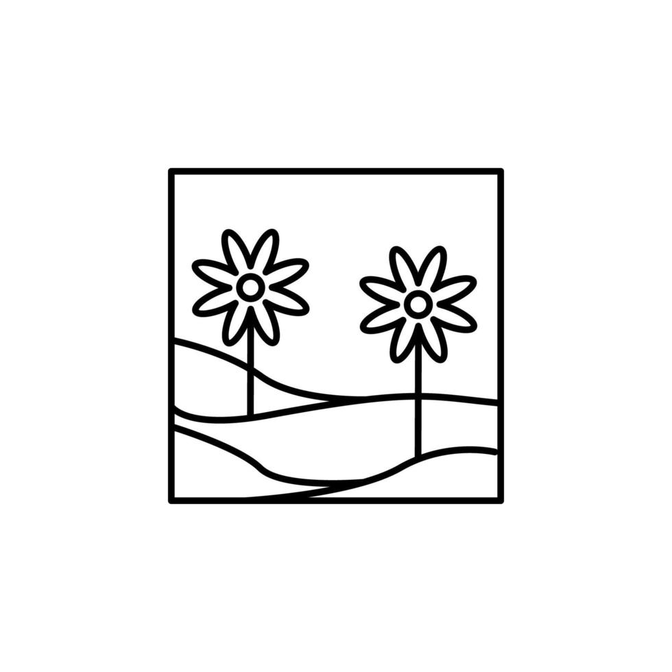 flowers on the field outline vector icon