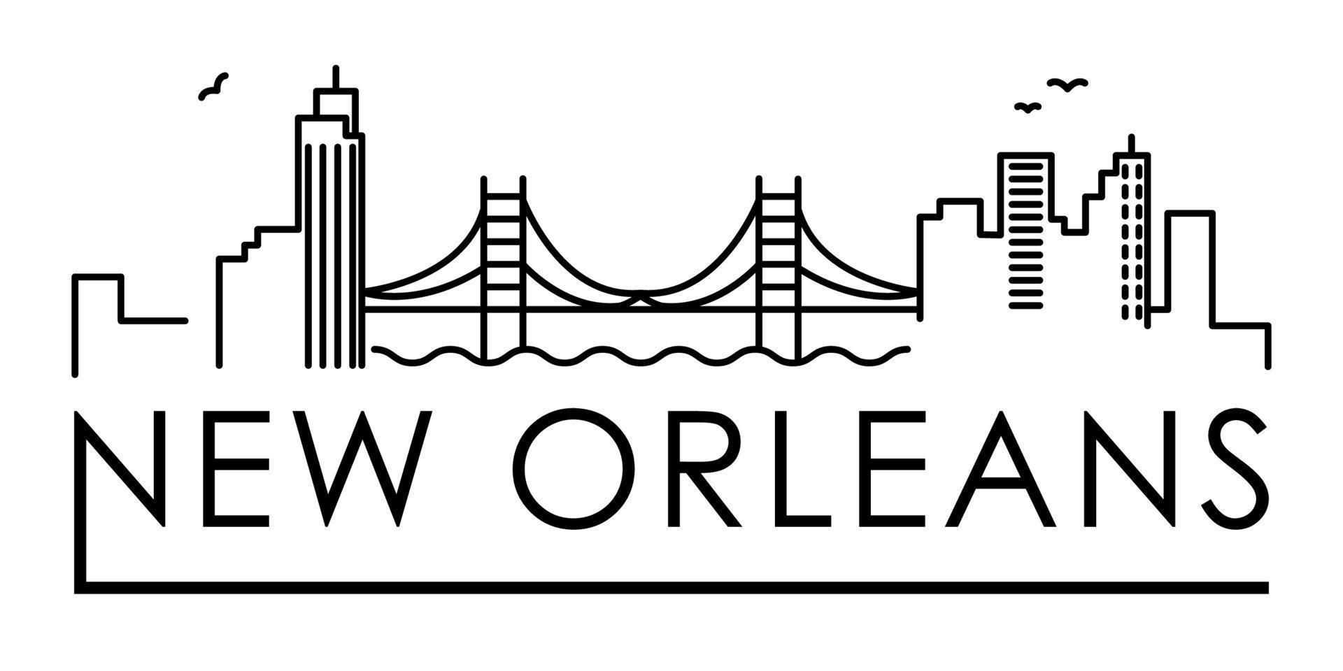 Louisiana, New Orleans architecture line skyline vector icon