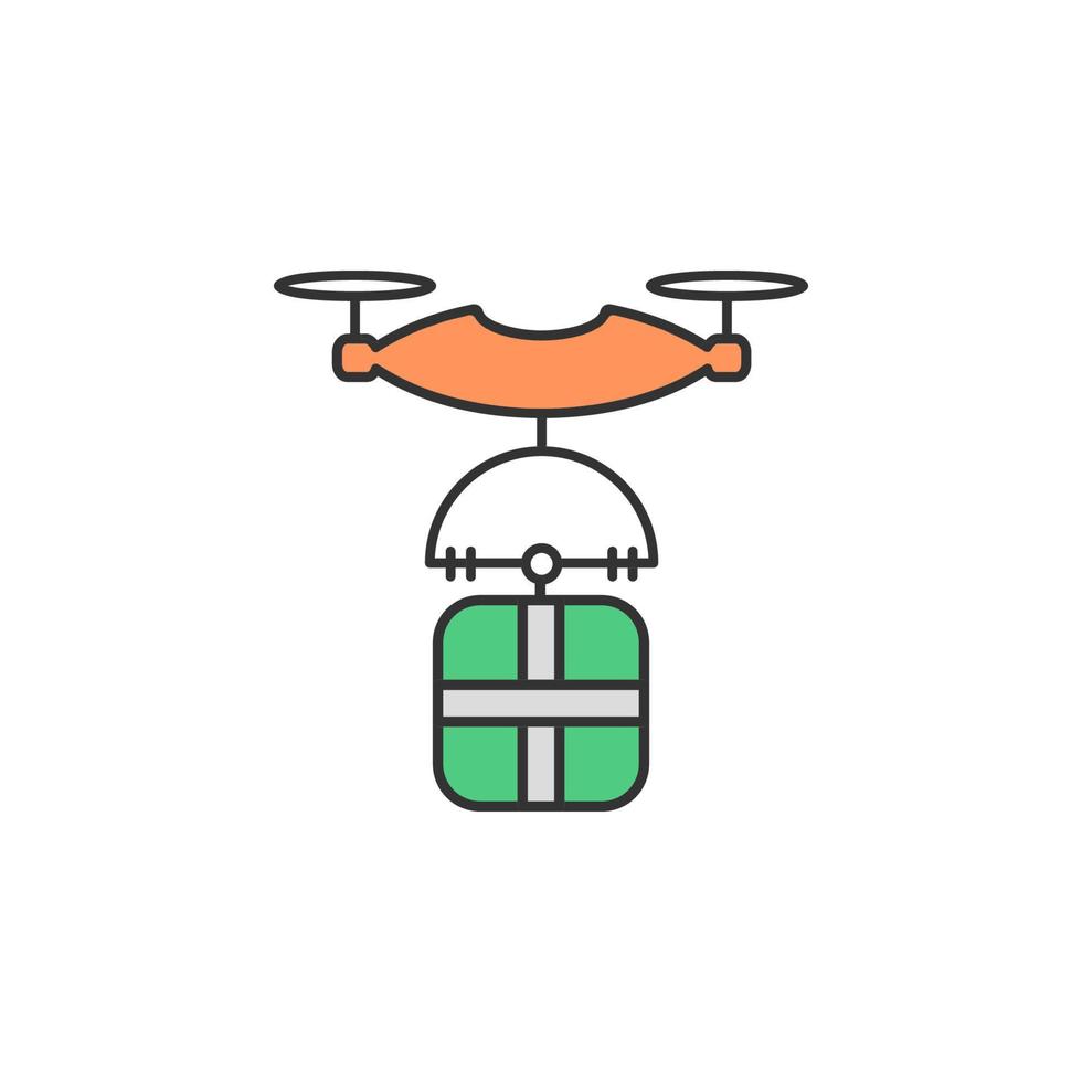 Drone Delivery gift colored vector icon