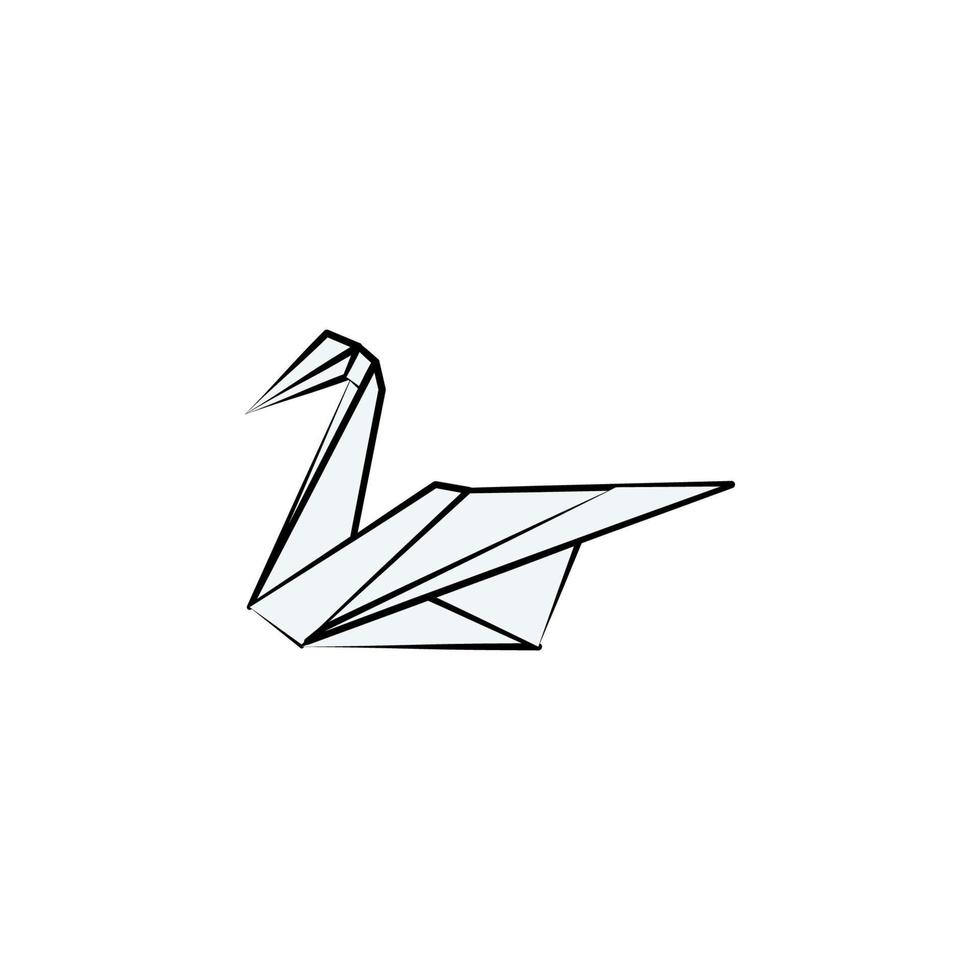 swan colored origami style vector icon