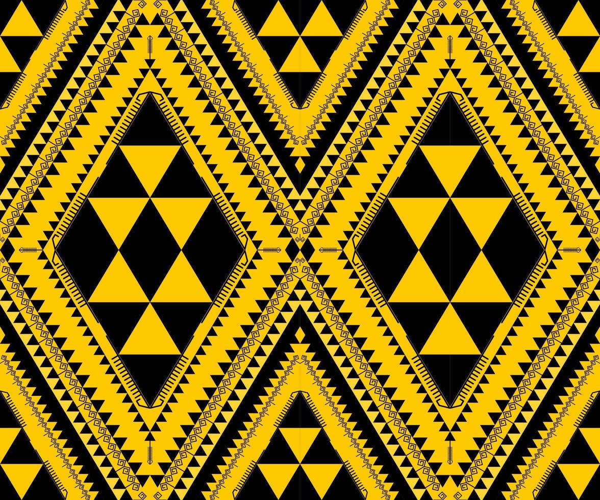 Ethnic folk geometric seamless pattern in yellow and black tone in vector illustration design for fabric, mat, carpet, scarf, wrapping paper, tile and more
