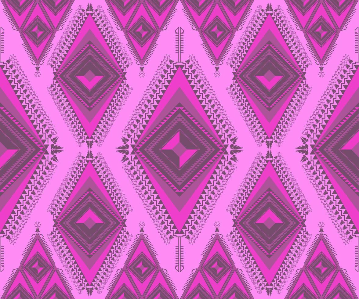 Ethnic folk geometric seamless pattern in pink tone in vector illustration design for fabric, mat, carpet, scarf, wrapping paper, tile and more