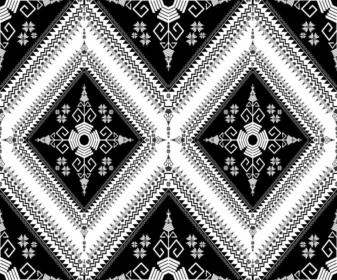 étnico gente geométrico sin costura modelo en negro y blanco tono en vector ilustración diseño para tela, estera, alfombra, bufanda, envase papel, loseta y más