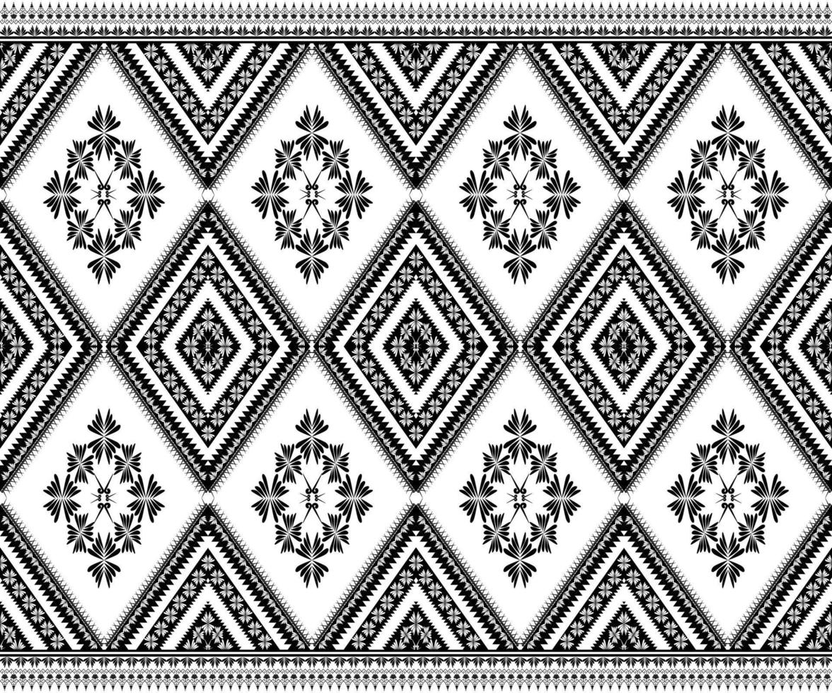 Ethnic folk geometric seamless pattern in black and white tone in vector illustration design for fabric, mat, carpet, scarf, wrapping paper, tile and more