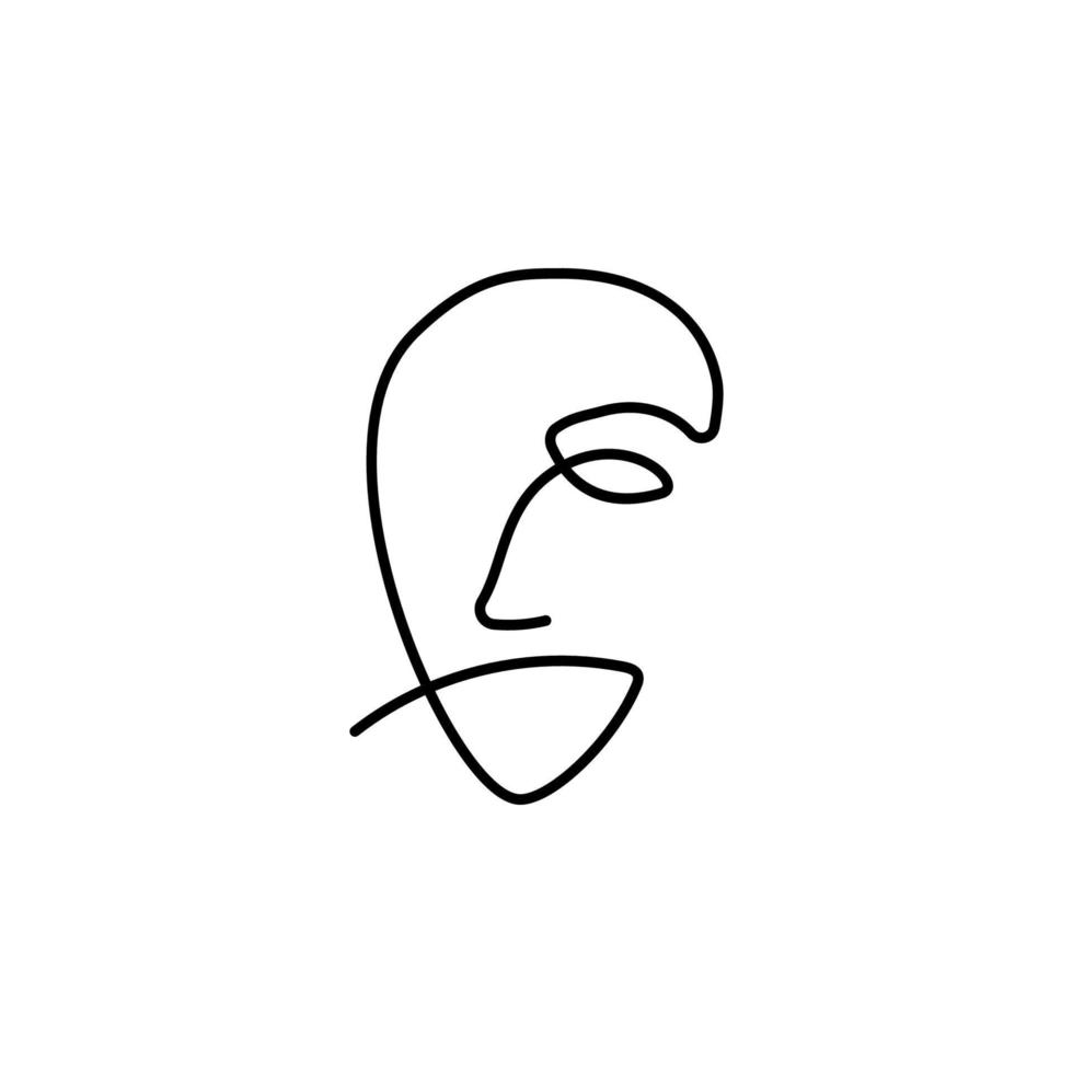 one line, face, woman vector icon