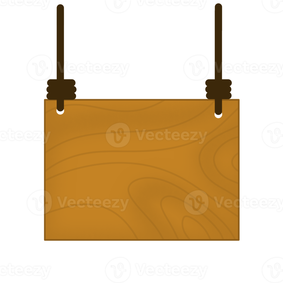 Wood sign hanging on a rope png