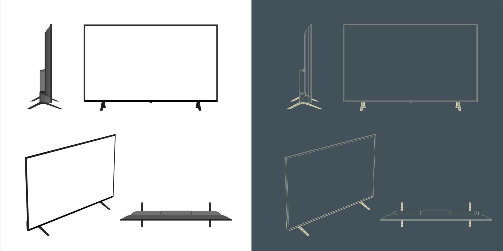 vector escritorio monitor computadora pantalla ilustración línea Plano estructura metálica con transparente antecedentes para usted diseño