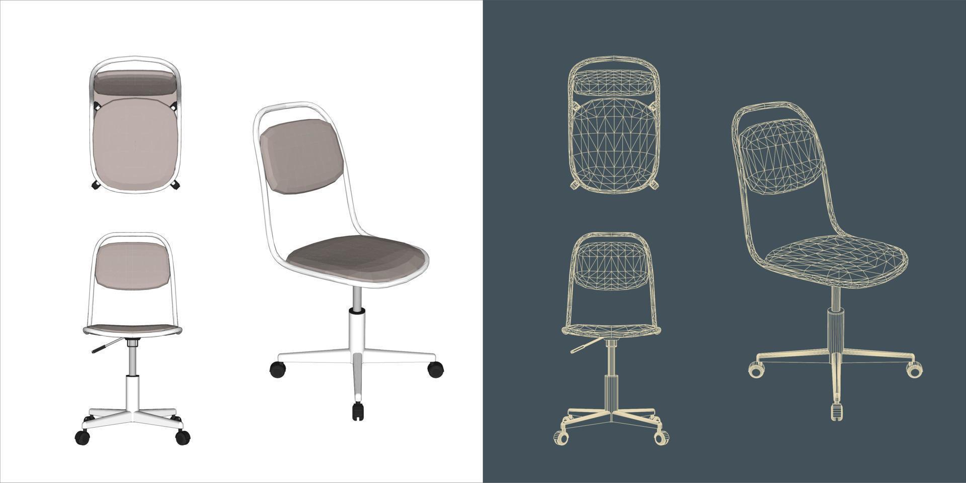 Vector modern Office chair ergonomic in various points of view. blue print isolated background