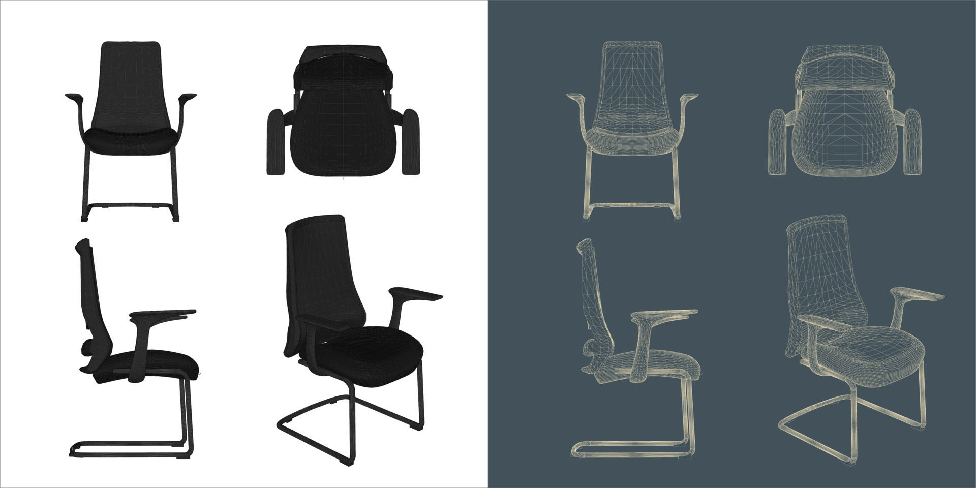 Vector modern Office chair ergonomic in various points of view. blue