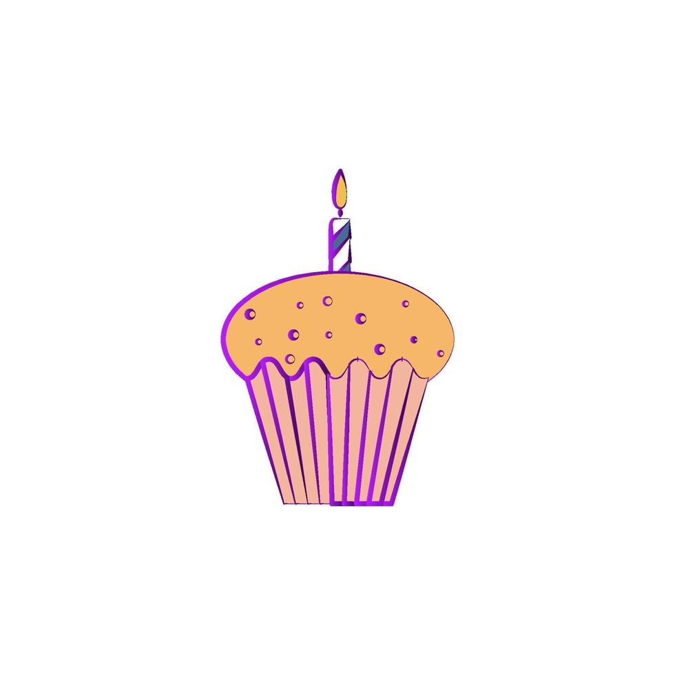 cup cake for birthday colored vector icon