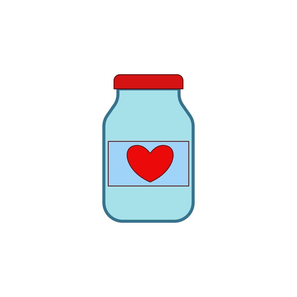 Jar, valentine s day, love, heart vector icon