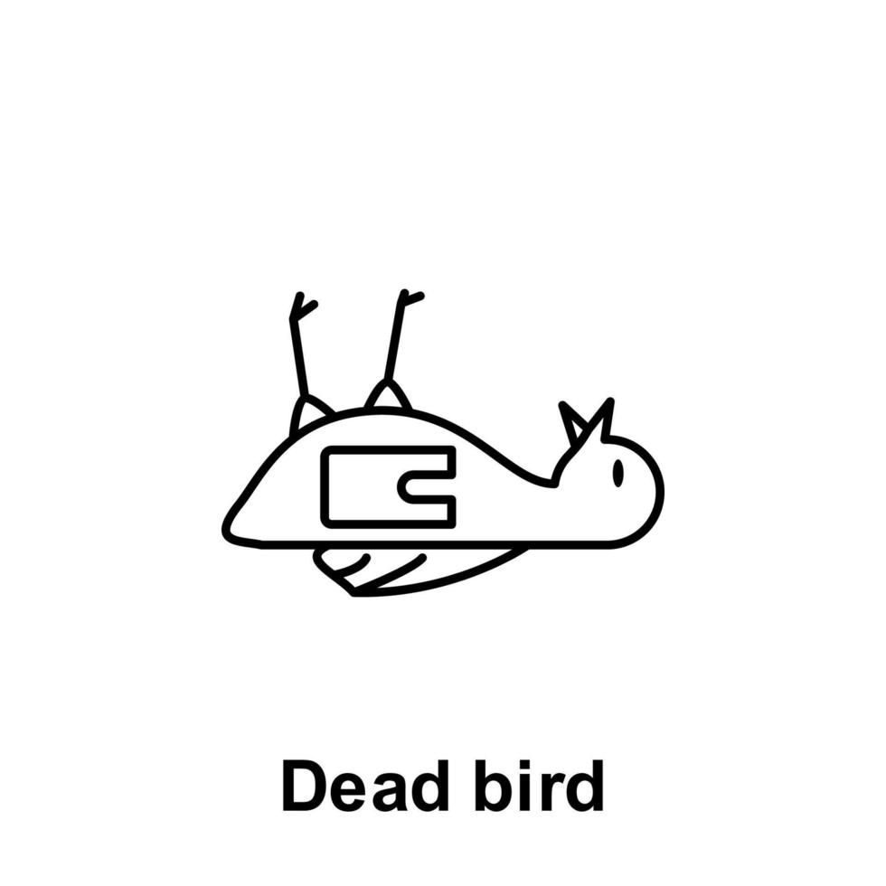 Dead bird, plastic vector icon