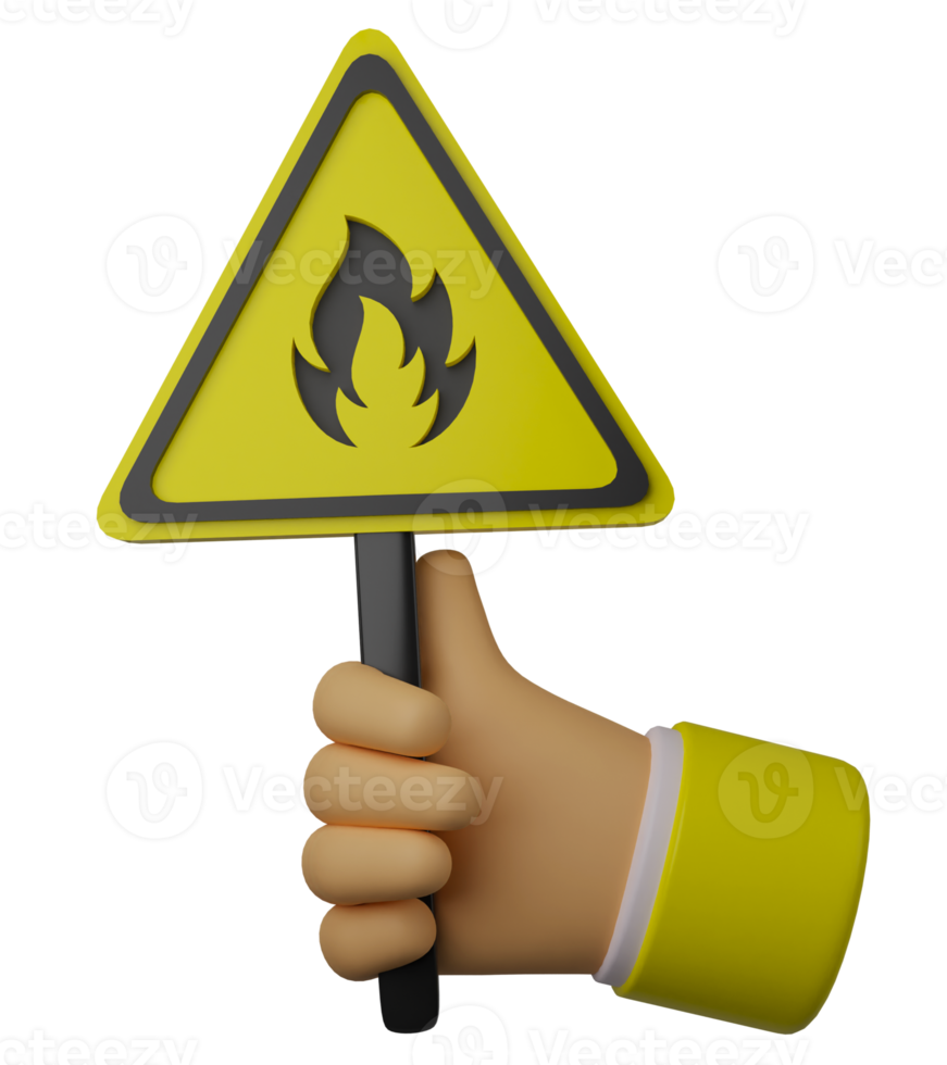 3d illustration hand holding fire sign png