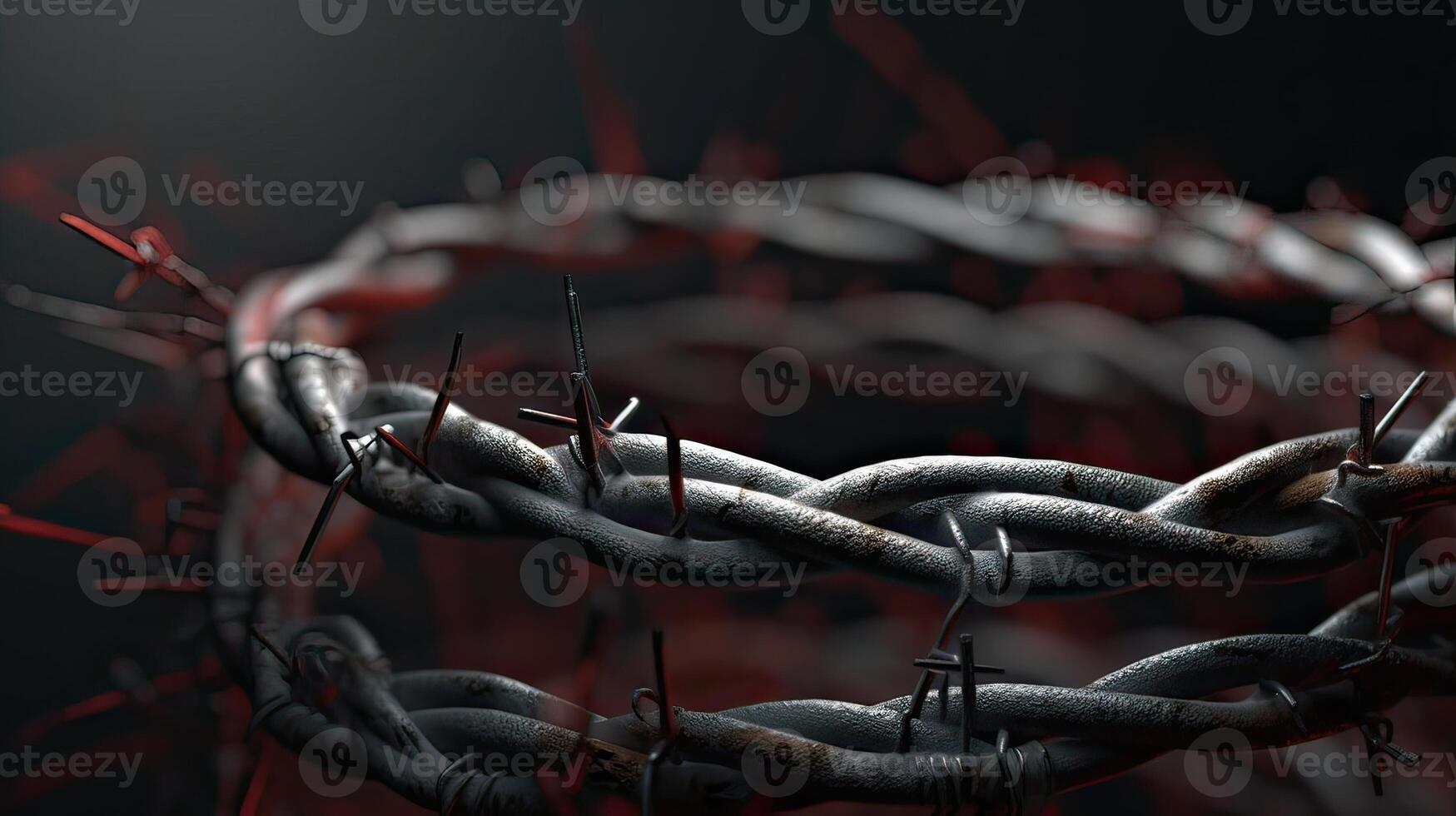 Wire barb, prison cell seamless border, jailhouse, old rusty and new barbwire fence. Boundary, territory defense steel barrier. . photo