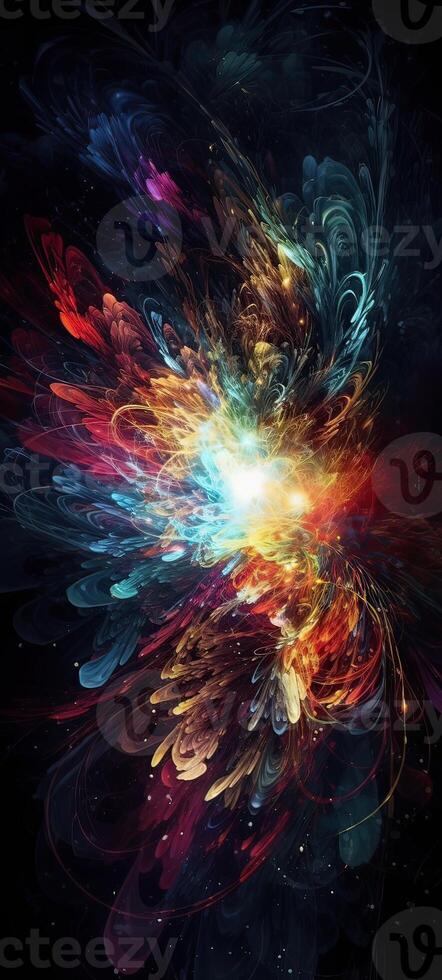 Colorful whirlpool and curves abstract background. . photo