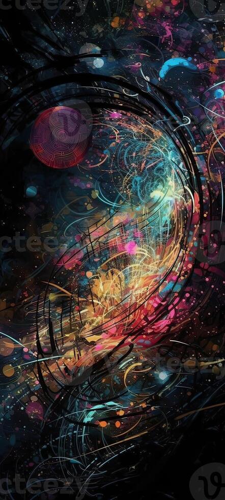 Colorful whirlpool and curves abstract background. . photo