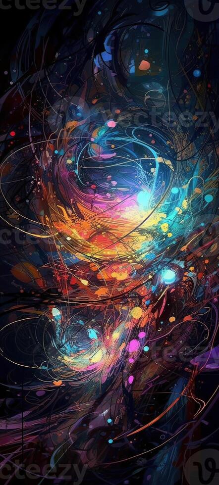 Colorful whirlpool and curves abstract background. . photo