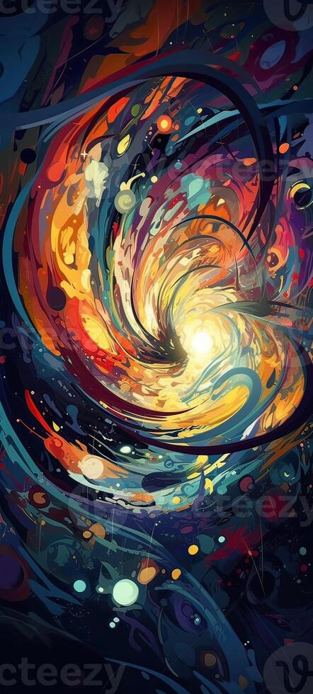 Colorful whirlpool and curves abstract background. . photo