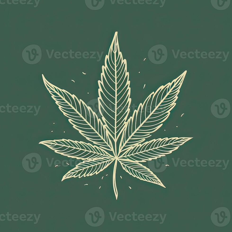 Marijuana leaf. Hand drawn design element cannabis. Vintage black vector engraving illustration for label, poster, web. . photo