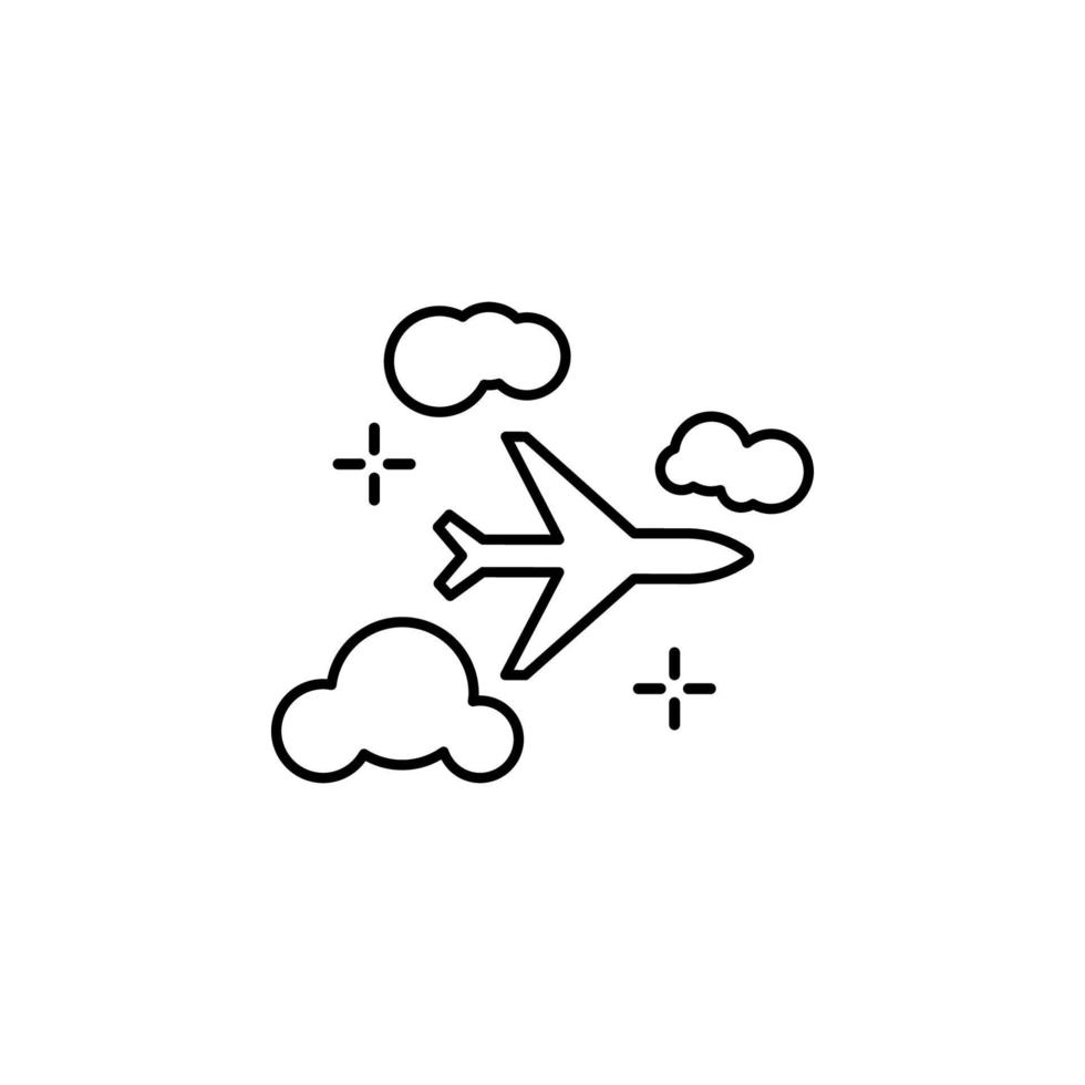 Airplane, flight, clouds vector icon