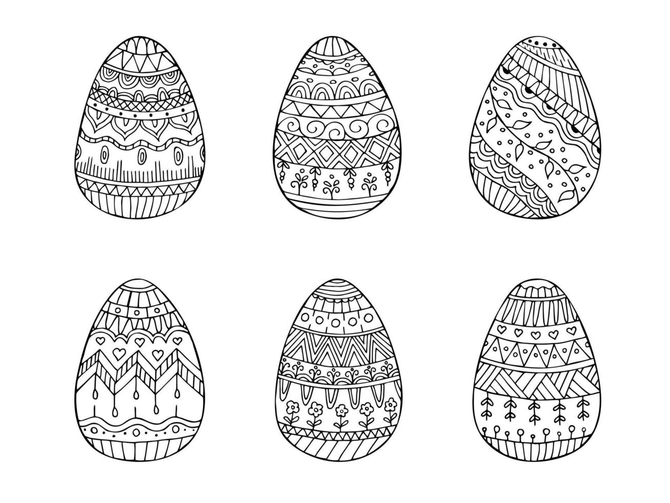 mano dibujado garabatear conjunto con Pascua de Resurrección huevos. Pascua de Resurrección zentangle. vector huevos con ornamento.