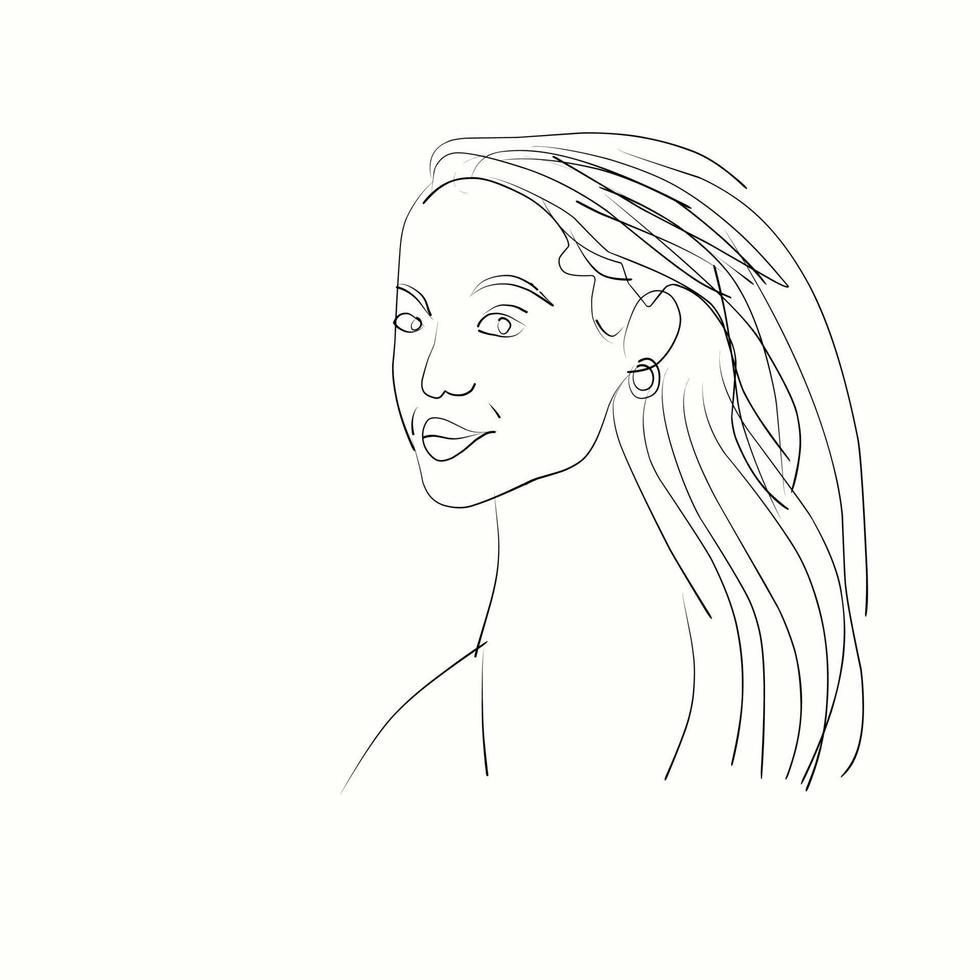 Line art of an erotic woman's face with thick lips suitable for a lipstick advertisement. line art. vectors. vector