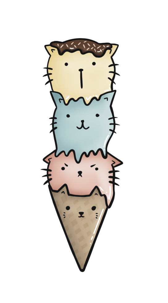 Cat in cone with icecream png
