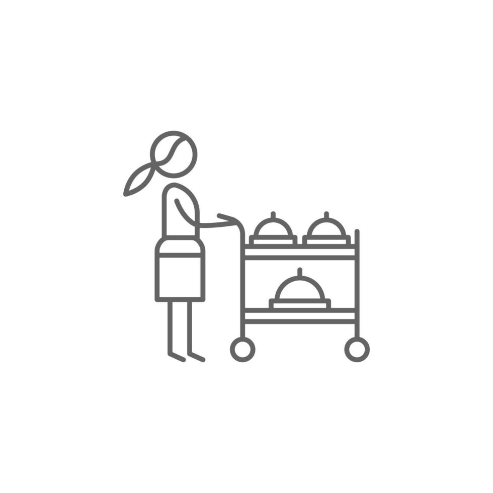 Serving cart, waitress vector icon